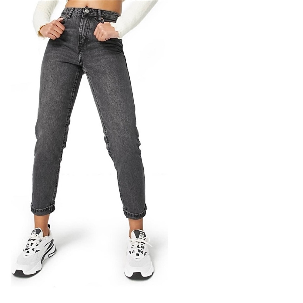 Topshop Original Mom Jean in Washed Black size 28